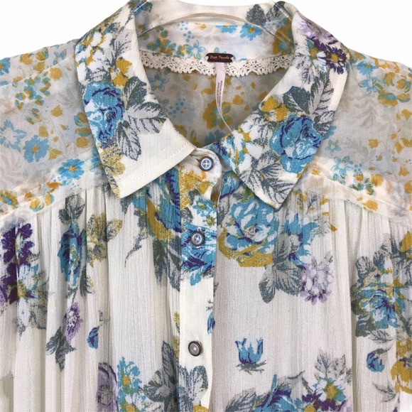 NWT Free People Hold On to Me Floral Long Sleeve Blouse - Small - Picture 2 of 7